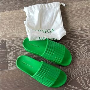 Bottega Veneta Green Slide Sandals